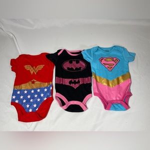 Set of 3 Baby Justice League Superhero Bodysuits, 6-9 months